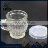 Fancy 100ml Unique Striped Glass Pudding Jar With Handle