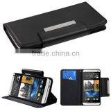 Black Leather Magnet Flip Cover Pouch Case For HTC One M7,Wallet Leather Case For HTC One M7 thumbnail-1