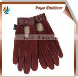 Classic china short red driving Sheepskin plain style unlined women leather gloves on line