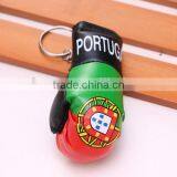 wholesale hot sell PVC leather Portugal flag boxing glove keychain/Portuguese flag boxing glove keyring