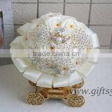 Wedding Bouquet Purple Pink White Roses Bridal Bouquet With Pearls thumbnail-2