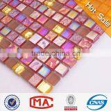 red iridescent high quality mosaic glass stone strip mosaic silver mirror crystal glass mosaic tile