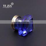 1 2/7 Inch Antique Brass Dark Blue Square Crystal Cabinet Handle Knob