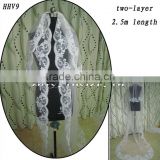 HHV9 2011 Wholesale New two Layers Lace Edged Beads Real Sample Bride Wedding Veil