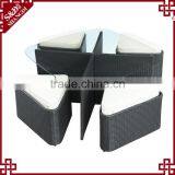 Chic Tempered Glass Table Design 5-pc Outdoor Patio Rattan Dining Set thumbnail-1