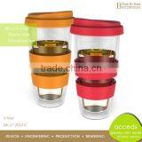Double Wall Glass Coffee Mug With Coloured Silicone Lid thumbnail-4