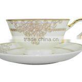 Hot Wholesale 200ml Bone China European Style Coffee Mug With Saucer Set for Valentines Gift