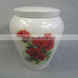 Chinese Traditional Rose Ceramic Urn for Ashes thumbnail-1