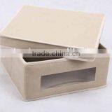 Rectangular Linen and Canvas Box With Cover/storage Box thumbnail-3