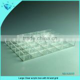 Large Clear acrylic box with lid and grid