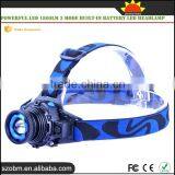 High Power Long Range 1800Lm Headlamp 3 Mode Rechargeable Led Headlamp Camping Light thumbnail-1