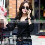 Customized Manufactorying Pure V Neck Short-sleeve Ladies T Shirt thumbnail-6