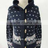 Fashion Jacquard Ladies Cardigan Sweater With Hooded of 100%acrylic thumbnail-1