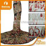 Bestwaytex FL0049 In Royal Blue Color French Cord Lace Silk Chiffon Fabric With Shiny Sequins thumbnail-3