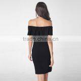 Maxnegio Sexy Black off Shoulder Bodycon Dress thumbnail-5