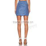 MGOO New Arrival Custom Made Denim Casual Mini Skirts For Women Blue Straight Tie Up Skirts 15144B543 thumbnail-6