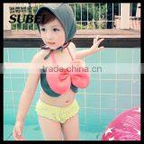 Korean Children Three-piece Swimsuit Girls Swimsuit With Swimming Cap Bow Split Bikini Swimsuit thumbnail-1