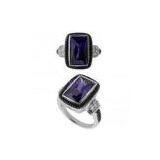 Classic Purple Gemstone 925 Silver Engagement and Wedding Ring Sets With Big Square Zircon thumbnail-1