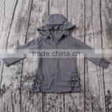 2016 Yawoo Wholesale New Designs Gray Plain Cotton Hoodie Cardigan Girls Fall Clothes thumbnail-1