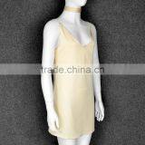 Women Deep V Choker Neck Satin Slip Dress Sexy Strappy Sleeveless A-Line Summer Evening Party Dress Sundress Club Wear thumbnail-6