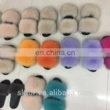 Factory Supply Stylish and Soft Real Fox Fur Slide Sandals for Women thumbnail-6