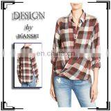 Wholesale Women Blouses & Shirts Spread Collar Casual Style Long Sleeve Shirt
