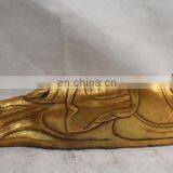 16" Chinese Tibet Buddhism Bronze Gilt Sleep Shakyamuni Sakyamuni Buddha Statue Reclining Buddha Statue Brass ART WholesalE thumbnail-3