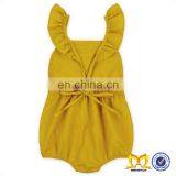 Trendy Newborn Baby Romper Yellow Plain Lace Flutter Sleeve Design Clothes Baby Girl Romper thumbnail-6