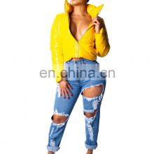 Оптовая продажа женских блошистых курток S-4XL H88 под заказ, женская отражательная одежда, женская пуховая блошистая куртка с воротником-стойкой, стройная куртка thumbnail-3