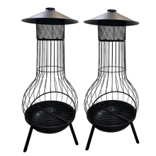 Large Metal Cylindrical Charcoal and Wood Burning Chiminea thumbnail-2