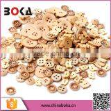 100 Pcs Mixed 4 Holes White Round Pattern Wood Buttons Sewing 15mm