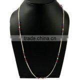 Pale Beauty !! Springring Lock Iolite & Pearl & Ruby 925 Sterling Silver Chain, Wholesale Jewellery On Factory Price thumbnail-1