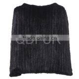 QD80559 Natural Black Brown Knitted Mink Fur Long Shawl and Cape White Color Customized thumbnail-3