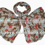 The Swallow And Flowers Print Scarf Animal Print Scarf thumbnail-1