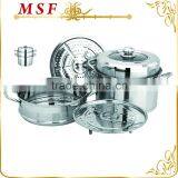 MSF-3176 24cm Stainless Steel Steamer Set Golden Handles Food Steamer Pot thumbnail-2