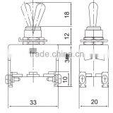 CNTD 12mm Mounting Hole Doubal Pole Single Throw ON-OFF Toggle Switch C521B thumbnail-2