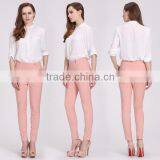 Women Lady Pink With Zip Casual Long Pants Trousers thumbnail-5