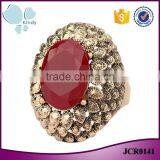 Factory Hollow Zinc Alloy Resin Big Gemstone Simple Gold Finger Ring thumbnail-1