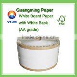 250gsm duplex board white back reel for box cover