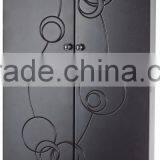 Wall Mounted Wooden Mirrored Jewelry Cabinet With Dressing Mirror Inside and Carved Pattern on Two Doors Vintage Antique Designs thumbnail-3