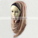 Wholesale Hot Infinity Cotton Hijab Scarf With Lace Around Muslim Pashmina thumbnail-2
