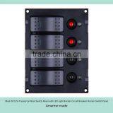 Black DC12V 4 Gang Car Boat Switch Panel With LED Light Rocker Circuit Breakers thumbnail-3