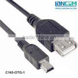 Black 1m Male to Mini B Male USB 2.0 Adapter Otg Cable thumbnail-1