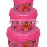 3pcs 3D Plastic Fresh Container Lunch Boxes