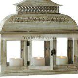 House Design Wood Hurricane Candle Lantern thumbnail-6