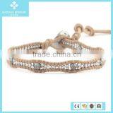 European Stone Strawberry Quartz Mix Single Wrap Bead Bracelets on Natural Dark Brown Leather thumbnail-3