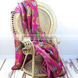 Wholesale Indian Kantha Quilt, Traditional Kantha Handwork Bedspread Floral Printed Kantha Quilt