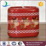 China Supplier Lovely Red Nose Rudolph Embossed Ceramic Christmas Bath Set thumbnail-4