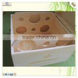 Unfinished Hinged Fixing Support 6 Bottles Wooden Wine Case thumbnail-3