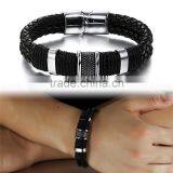 Handmade Genuine Leather Weaved Double Layer Men's Bracelets Casual/Sporty Bicycle Motorcycle Delicate Cool Men Jewelry thumbnail-4